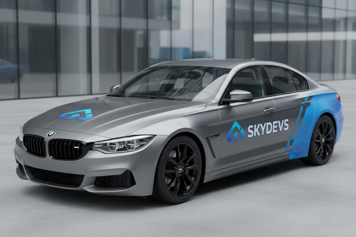 car btandig with skydevs logo